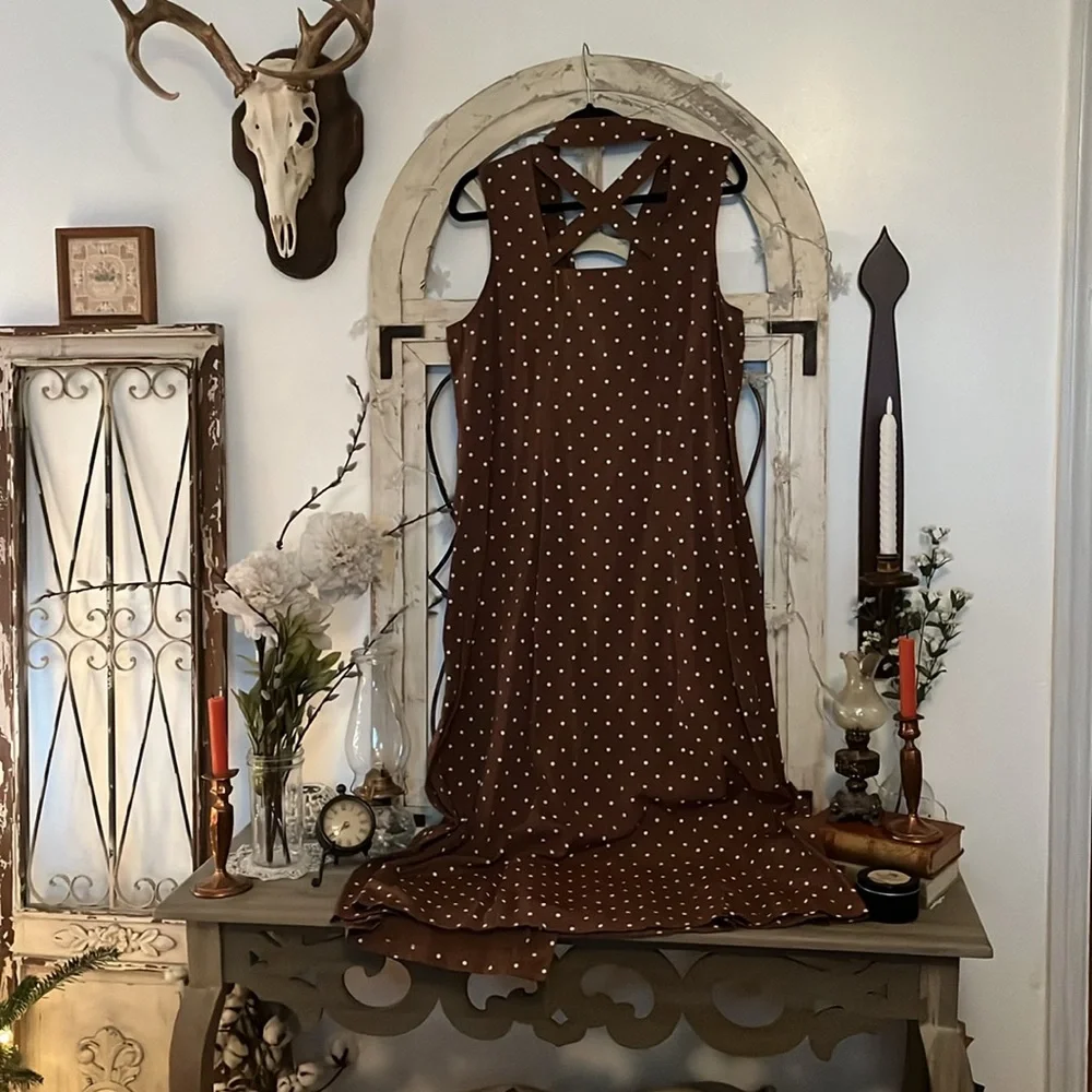 Vintage Brown Polka Dot Dress - Picture 5 of 6